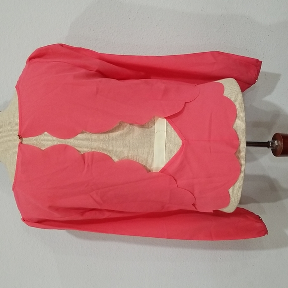 Guess Long Sleeve Cropped Top Blouse Size S Magenta - Picture 4 of 12